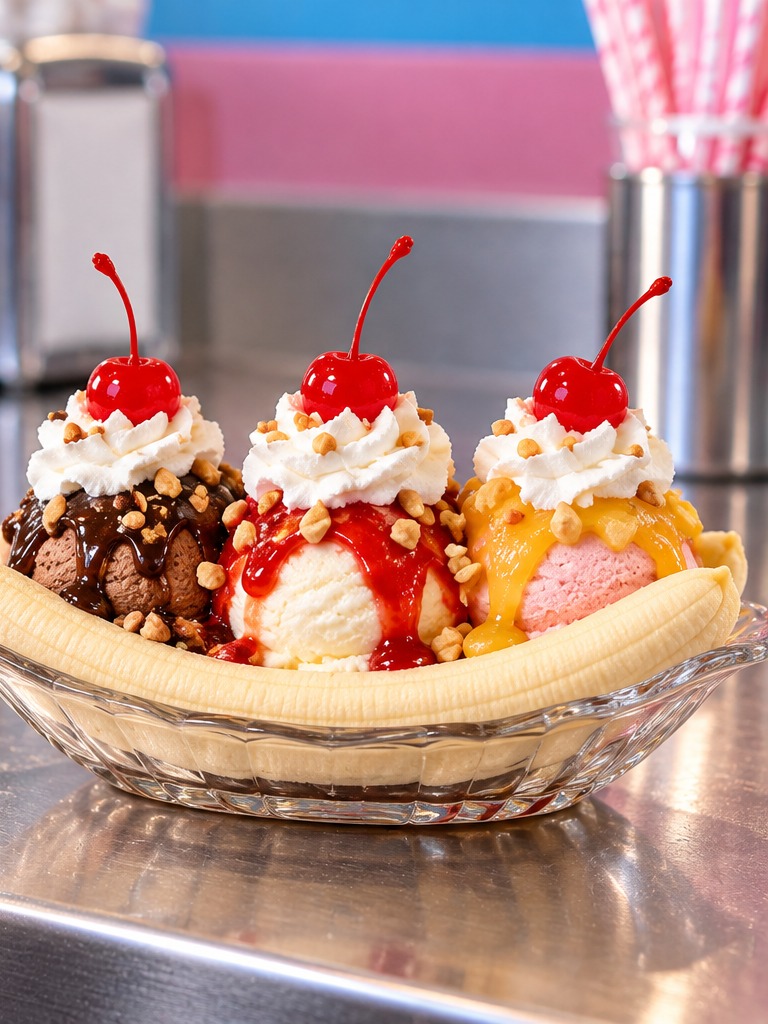Classic banana split