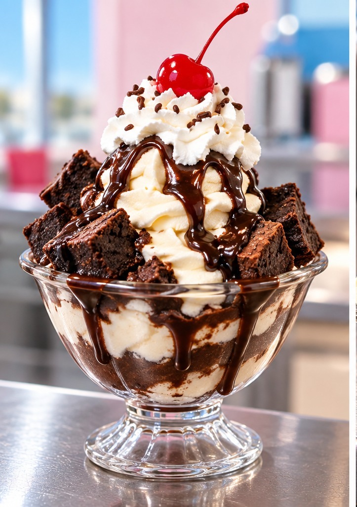 Brownie sundae